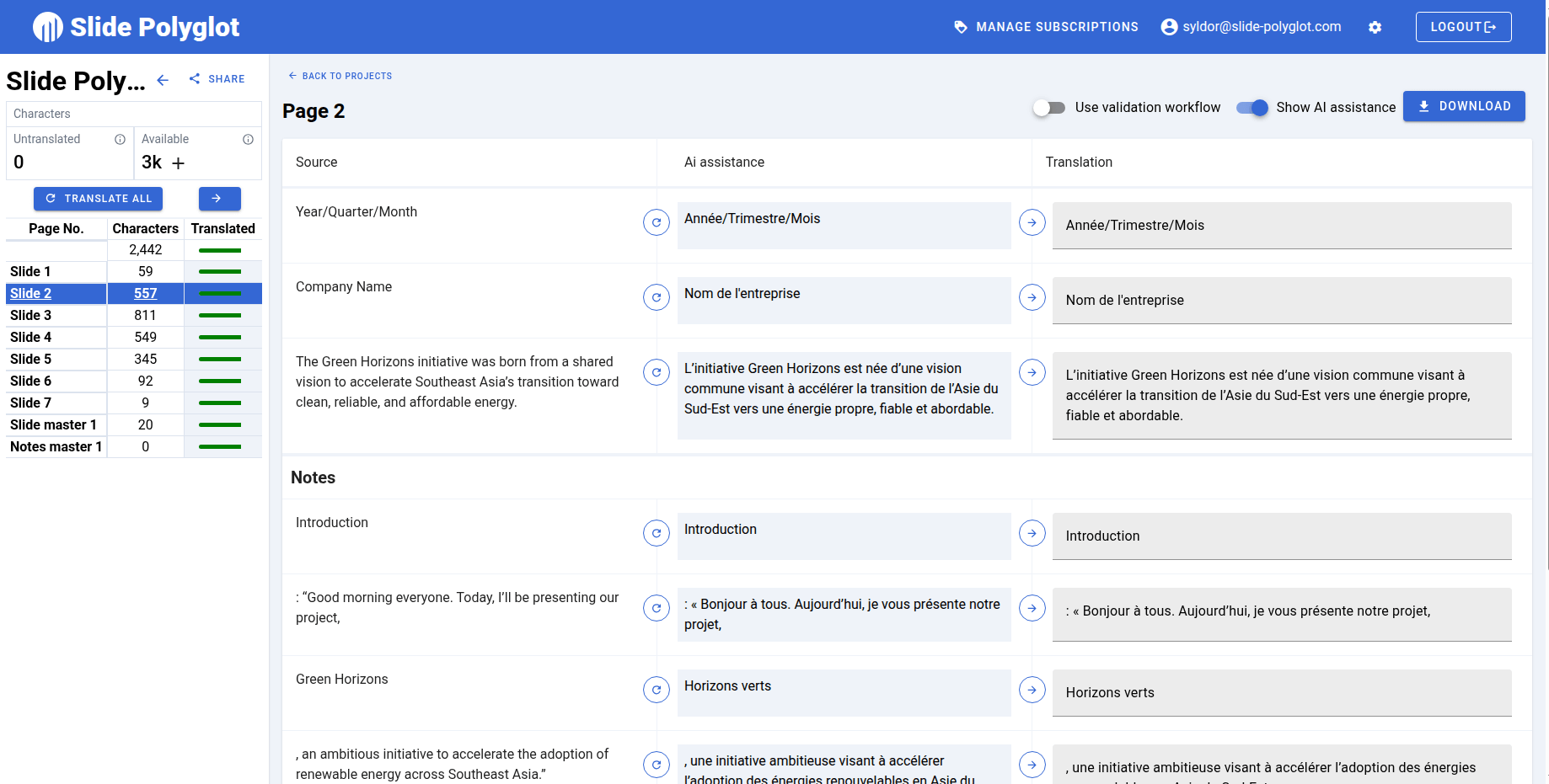 Example of file extracted in the system
